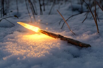 a spear tip glowing with fire