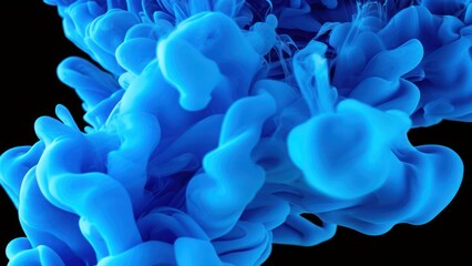 Vibrant blue fluid shape exhibits dynamic motion against a dark background, creating a stunning abstract visual with a sense of energy and creativity