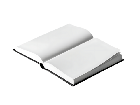 Blank Book Cover Mock-Up, Open book with blank pages, magazine, book or catalog, Blank notebook transparent background