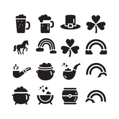 Set of St. Patrick's Day elements silhouette design2
