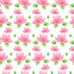 Floral Pink Watercolor Pattern Backgound