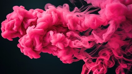 Vibrant pink smoke swirls creatively, creating an ethereal and abstract atmosphere ideal for artistic design or modern aesthetics