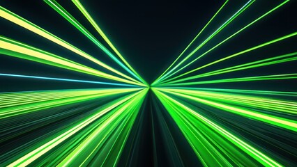 Dynamic green light beams create a futuristic atmosphere, ideal for technology themes, nightlife events, digital arts, or sci fi concepts