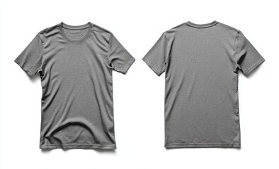 Gray t-shirt, front and back view, isolated on white background.