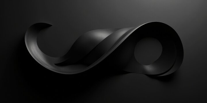 Glossy, sleek black metallic curve with deep contours, evoking elegance and mystery in its close-up allure