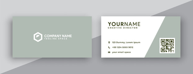 business card design . double sided business card template modern and clean style . flat Green Quietude color