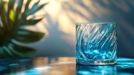 Blue Glass  Tumbler  Drinkware  Tabletop  Still Life  Summer  Refreshing  Crystal   Textur