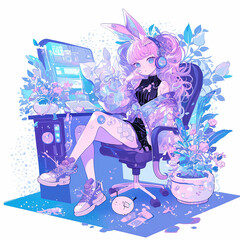 Beautiful hololive cartoon girl