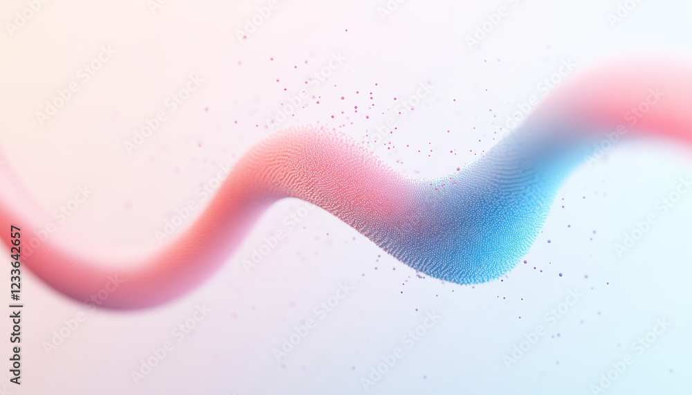 Aufkleber flowing wave of digital ribbons in electric blue and pink, creating mesmerizing visual effect with s