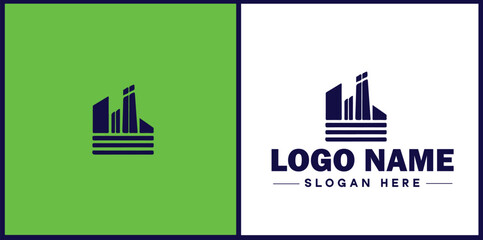 Manufacturing Company icon Industrial company Manufacturing firm Production company flat logo sign symbol editable vector