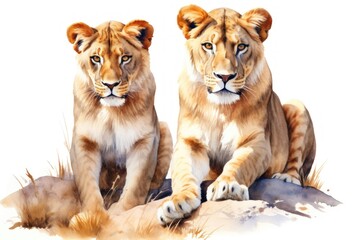 Fototapeta premium Lionesses wildlife mammal animal.