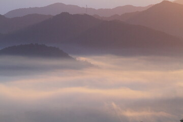 朝日に染まる雲海