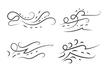 Vintage Filigree Swirls, calligraphy font style Decorative Elements, Text Ornaments curly thin line swings swashes, Flourishes Swirls, text divider, flourish Swirl ornament stroke, scroll design