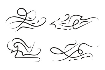 Vintage Filigree Swirls, calligraphy font style Decorative Elements, Text Ornaments curly thin line swings swashes, Flourishes Swirls, text divider, flourish Swirl ornament stroke, scroll design