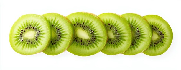 Fototapeta premium Sliced kiwifruit on a white background.