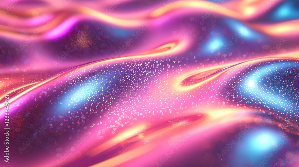 Poster abstract colorful waves with shimmering light and texture.