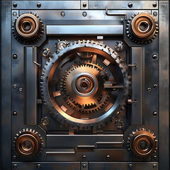 Intricate Metal Gear Mechanism in Square Frame