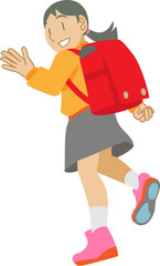 元気に登校する小学生の女の子