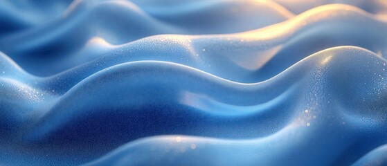 Obraz premium Flowing blue waves with shimmering highlights in light