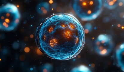 Naklejka premium Microscopic Cell Structure: A 3D Render of Cellular Biology