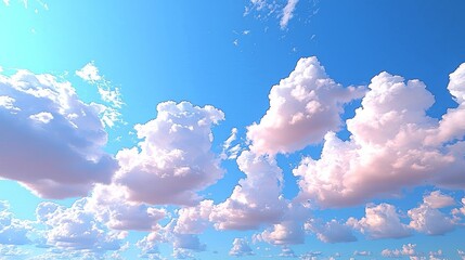 Sunny day, fluffy clouds, blue sky, landscape background, ideal for travel posters