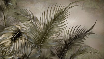 Vibrant Tropical Oasis A Lush Backdrop of Palm Leaves and Branches Creating a Stunning Wallpaper for Your Room