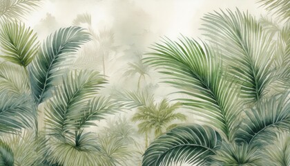 Vibrant Tropical Oasis A Lush Canopy of Palm Trees in a Breathtaking, Exotic Setting, Ideal for Texture Background Photo Wallpaper or Banner.