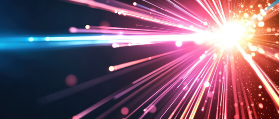 Fototapeta premium Shimmering light gradients create sleek digital effect, radiating vibrant colors and dynamic energy, perfect for backgrounds or abstract designs