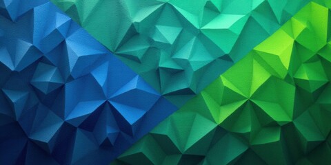 Obraz premium A mesmerizing mosaic of blue and green triangles forms an intricate diagonal dance across the canvas, where each polygon captures light uniquely