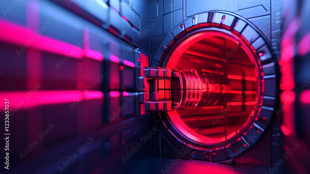 Aufkleber secure digital vault for asset storage protected by futuristic locks 3d