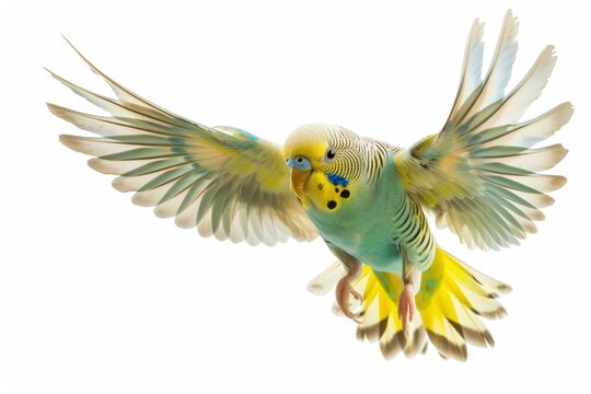 Colorful parakeet in flight