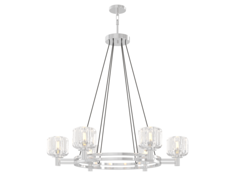 RH DEMARET Round Chandelier - Elegant Lighting Fixture Against white Background