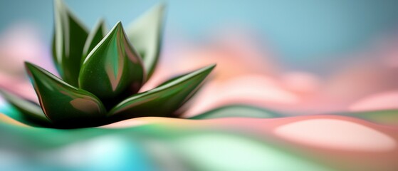 Obraz premium Serene Succulent Abstract Plant on Pastel Background