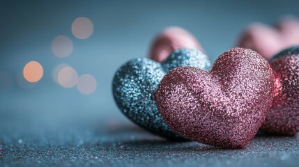 Obraz premium Sparkling Glitter Hearts Romantic Valentine Decor