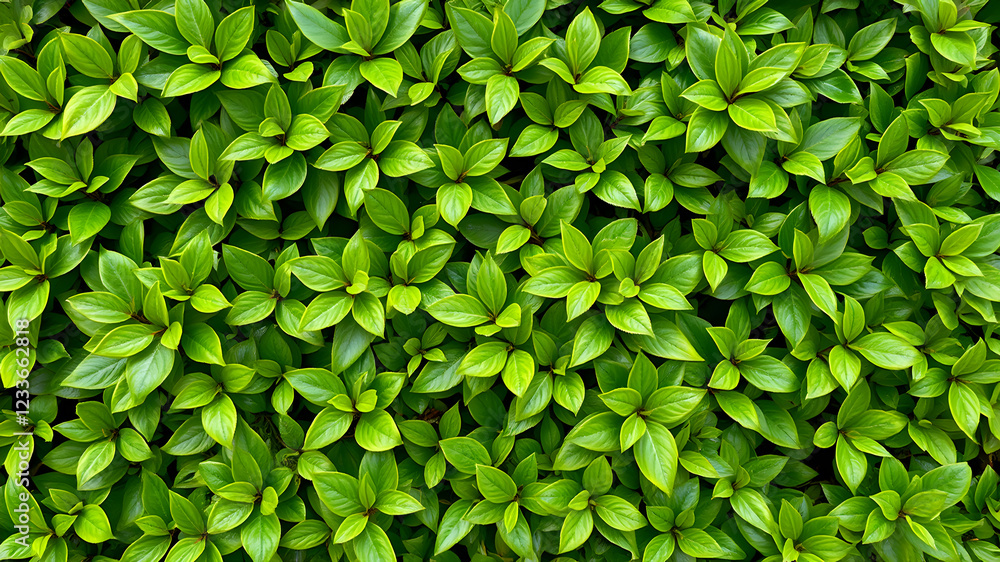 Wall mural Lush leaves of boxwood background pattern