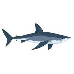 Obraz premium Cartoon Illustration of a Great White Shark Swimming in Ocean Water