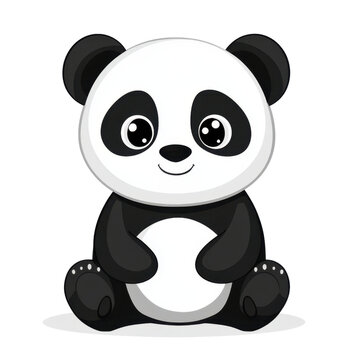 Cute Cartoon Panda Character Sitting on a White Background