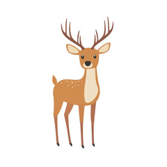 Cute Cartoon Illustration of a Friendly Deer in a Forest Setting
