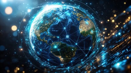 Obraz premium Global network illustration with stars