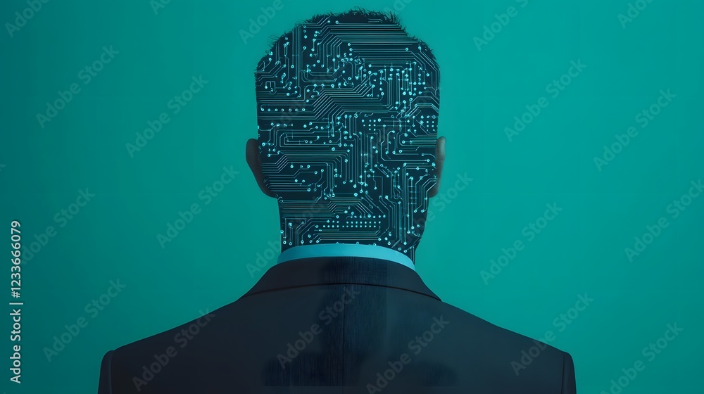 Aufkleber futuristic businessman made of circuit board patterns representing technological intelligence fusion