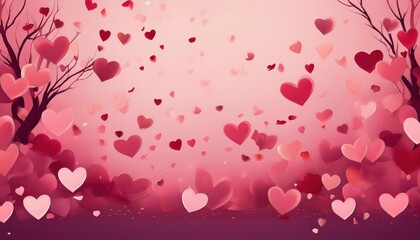 Enchanting Valentines Day Card Illustration Featuring a Romantic Scene with HeartShaped Balloons Filled with Red Glitter, Floating above a Lovely Blossoming Rose Bouquet against a
