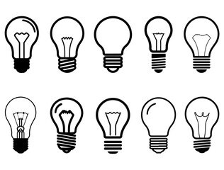 BULB SILHOUETTE ON WHITE BACKGROUND