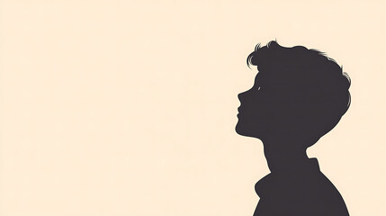 Male Silhouette Profile Against a Beige Background