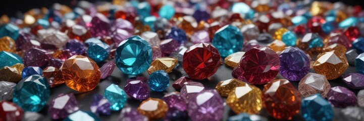 Fototapeta premium Scattered gems, diverse sizes; rich color variations, wealth, macro, variety