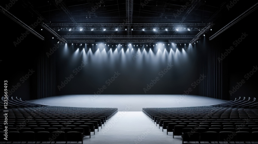 Aufkleber empty stage with spotlights ready for performance in modern auditorium setting