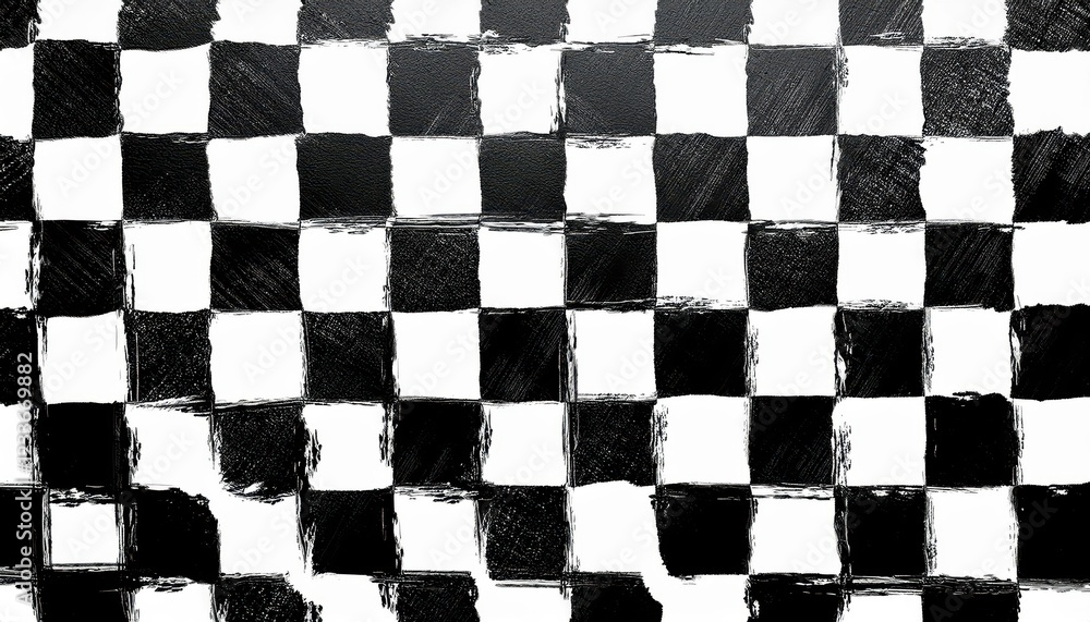 Poster dynamic black and white vector checkerboard pattern with bold brush stroke texture, offering a seaml