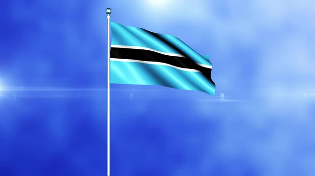 Botswana Flag Waving Loop. Flag Of Botswana