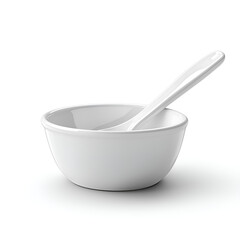 Modern White Ceramic Bowl and Spoon for Stylish Kitchen Food Preparation and Dining Essentials