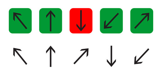 Green red arrows, right left. Vector illustration