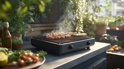 Delicious Grilled Sausages on a Modern Electric Grill